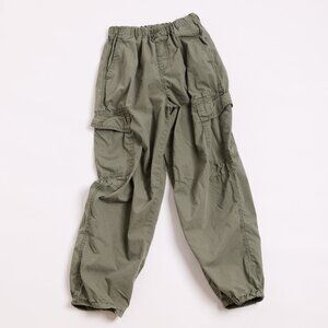 Youth Uniqlo Adjustable Waist Parachute Cargo Pants Olive | Size 13